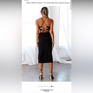 HELLO MOLLY BASK IN THE NIGHT MIDI DRESS BLACK SEQUIN